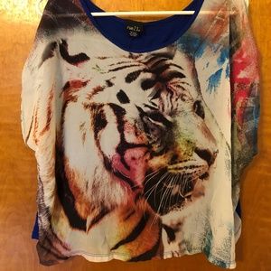 Neon Retro Cold Shoulder Top - Tiger King